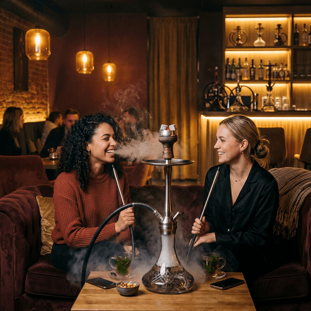 Friends enjoying hookah